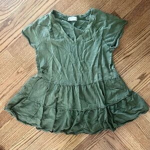 Altar'd State Olive Tiered V-Neck Top